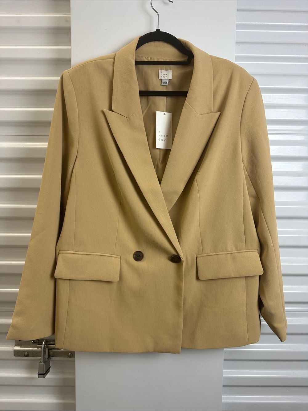 A NEW DAY Tailored Double-Breasted Beige Blazer Jacket